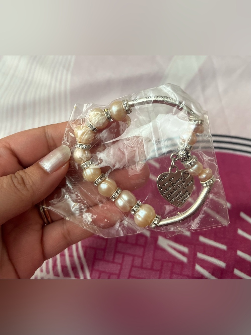 Real Pearl Bracelet with Heart Charm - From The Philippines